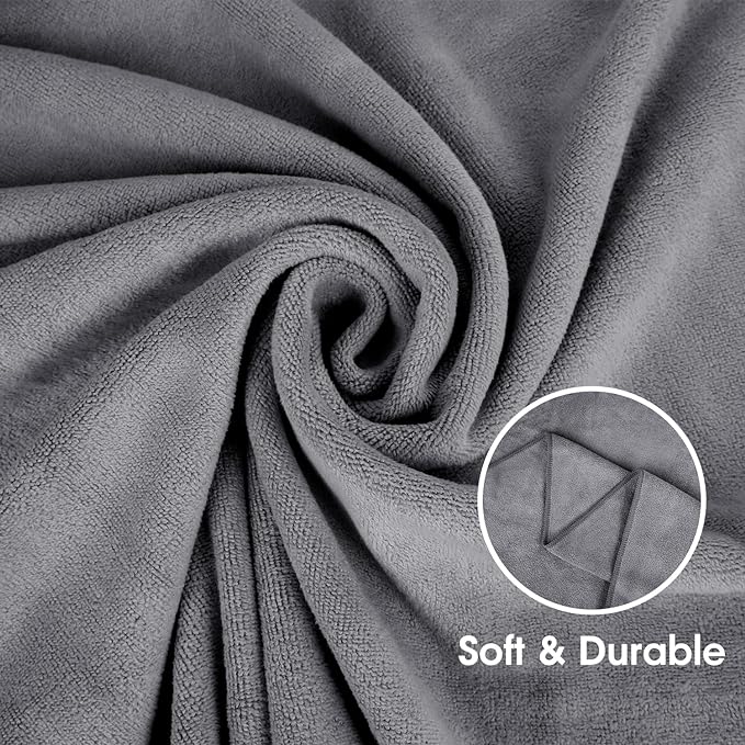 JML Microfiber Bath Towel Set, 27" x 55", 4 Pack, Grey | Hanging Loop, Super Absorbent, Fast Drying Bathroom Towel for Hair, Swimming, Fitness, Sport, Yoga - Image 3