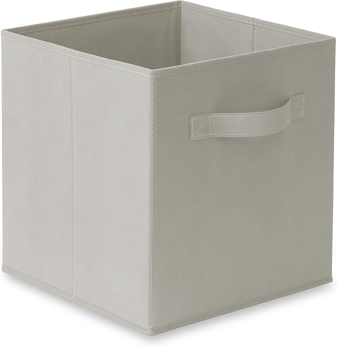 Casafield Set of 12 Collapsible Fabric Cube Storage Bins, Light Gray - 11" Foldable Cloth Baskets for Shelves, Cubby Organizers & More - Image 2