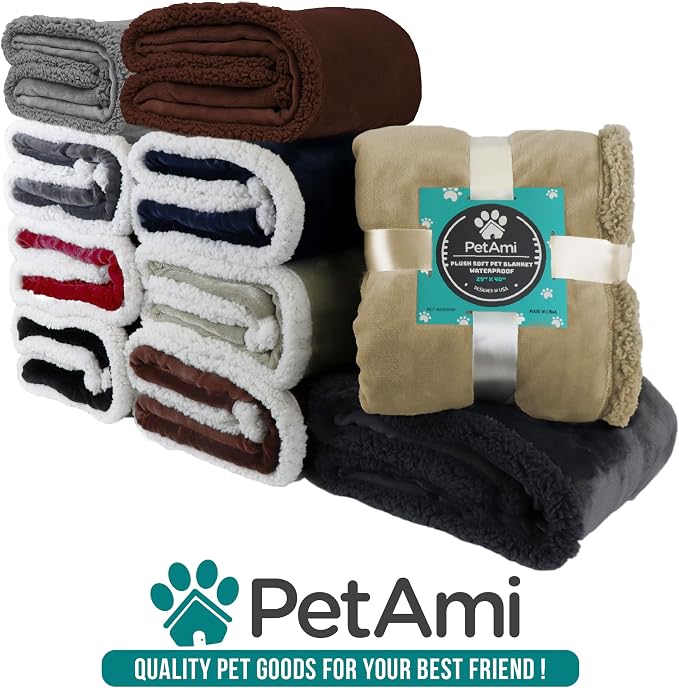 PetAmi Waterproof Dog Blanket for Couch, Pee Proof Fleece Reversible Pet Throw, Furniture Protector for Bed Sofa Kennel, Soft Washable Cover for Small Medium Dog Puppy Cat, 29x40 Light Grey - Image 9