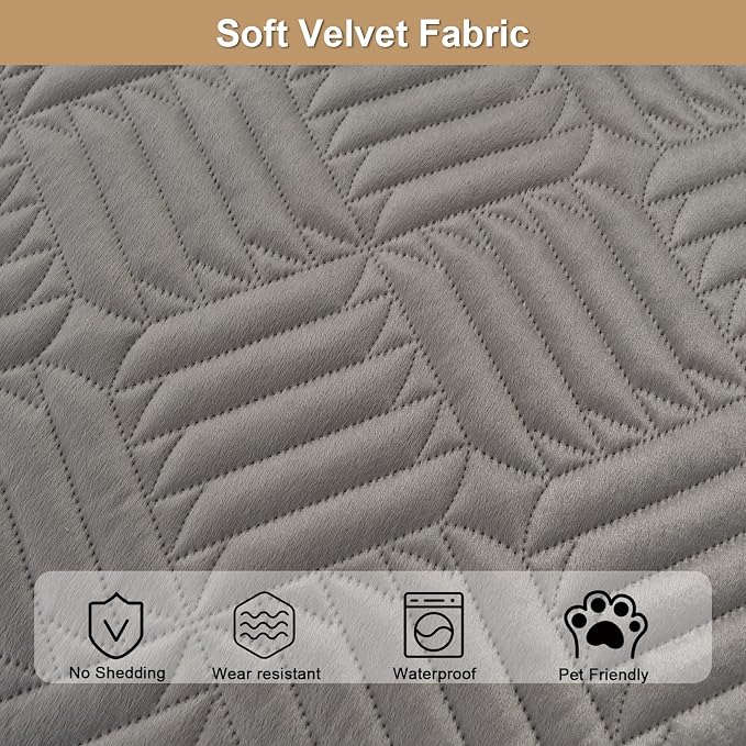 Velvet Couch Arm Rest Covers for Sofa Washable(27.6"x27.6") | Soft Sofa Cover for Armrest, No Shedding Dark Grey Couch Covers, Pet Friendly Non Slip Couch Protector Cover for Dogs - Image 3