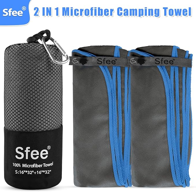 Sfee 2 Pack Microfiber Travel Towel, Quick Dry Towel Camping Towel Beach Towel Super Absorbent Compact Lightweight Sports Gym Towels Set for Beach, Gym, Hiking, Pool, Backpacking, Bath, Yoga - Image 4
