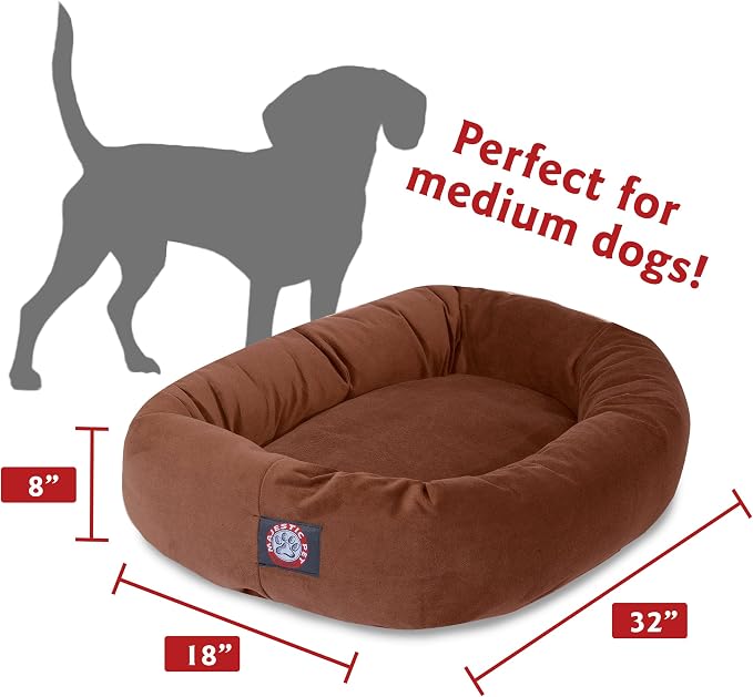 Majestic Pet Villa 32 Inch Shredded Memory Foam Dog Bed for Medium Sized Dog 32x23x7 Inch–Orthopedic Pet Bed - Washable Medium Puppy Mat with Head Support-Aubergine - Image 3