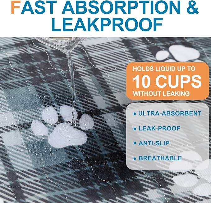 BEAUTYZOO Washable Pee Pads for Dogs, 4 Pack Reusable Puppy Pads, Super Absorbent Dog Pee Pads for Pet Training, Housebreaking and Incontinence, Non-Slip Potty Pads for Floor, Crate, Couch, 36" x 41" - Image 4