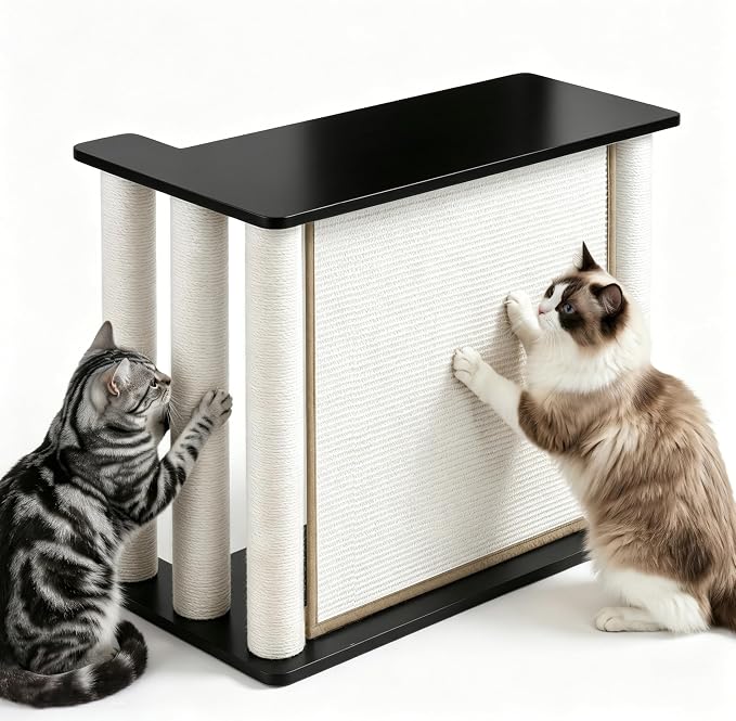Couch End Table from Cat Scratch, Couch Protector with Sisal Scratching Post & Panel for Cat, Pet Corner for Wall & Furniture Protection, Black Left - Image 9