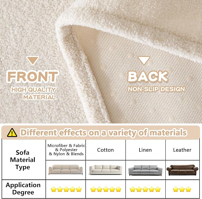 MYSKY HOME White Couch Cover for Dogs Washable Pet Couch Cover Furniture Protector Cover Non Slip Soft Couch Sofa Cover, Love Seat Couch Covers, Sofa Covers Washable, 71" x 102" - Image 4