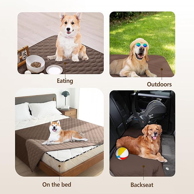 gogobunny 100% Double-Sided Waterproof Dog Bed Cover Pet Blanket Sofa Couch Furniture Protector for Puppy Large Dog Cat, Reversible (30x30 Inch (Pack of 1), Dark Chocolate/Light Chocolate) - Image 5