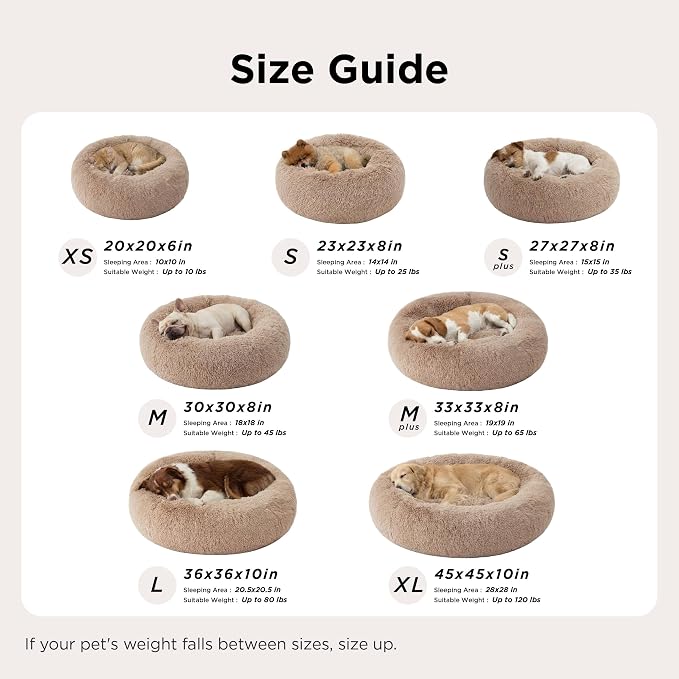 Bedsure Calming Small Dog Bed Donut Washable Cat＆Puppy Bed,23 inches Coffee | Fluffy Faux Fur Round Cuddler,Machine Washable,Anti-Slip Bottom,Anti-Anxiety,Deep Sleeping for Large Cat & Pets Up to 25 Lbs - Image 5