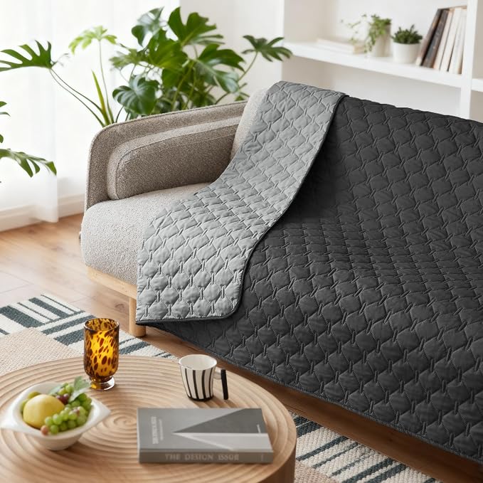 gogobunny 100% Double Sided Waterproof Dog Blanket Soft Pet Bed Cover Reversible Protect Furniture Couch Sofa Car for Puppy Large Dog Cat (Dark Charcoal/Light Charcoal, 82x120 Inch (Pack of 1)) - Image 3
