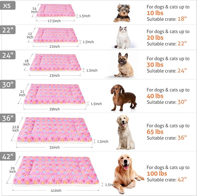 Mora Pets Dog Bed Crate Pad Ultra Soft Pet Bed with Cute Star Print Washable Crate Mat for Large Medium Small Dogs Reversible Fleece Dog Crate Kennel Mat Cat Bed Liner 23 x 18 inch Pink - Image 6