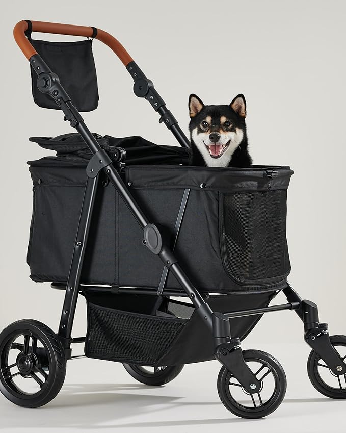 Medium Dog Stroller for Large Dogs, pet Stroller for Medium Dogs Up to 66lbs, All-Terrain with Adjustable Handle & Canopy, Sun Shades, Storage Organizer, Waterproof Oxford Fiber