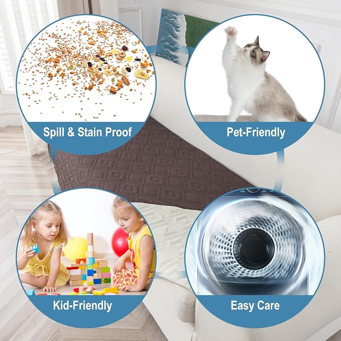 Genina 100% Waterproof Couch Cover for 4 Cushion for Dogs, Anti-Slip Sofa Covers Washable Couch Covers for Sectional L Shape Furniture Cover, 1 Piece (Chocolate, Sofa X-Large) - Image 4