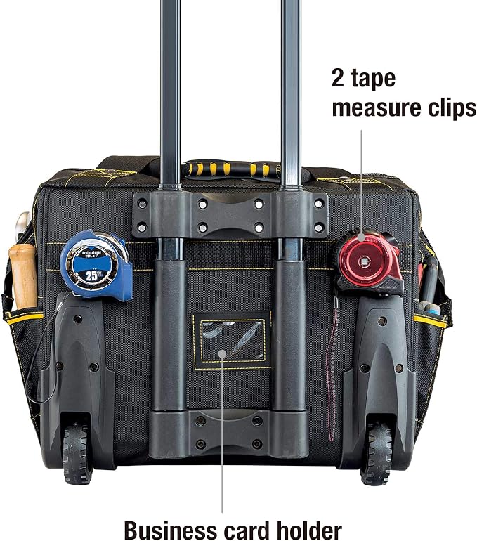 Cat 18-Inch Pro Rolling Tool Bag, Heavy-Duty 1680D Polyester, Telescoping Handle, Oversized Wheels, 18 Pockets – 980198N - Image 6