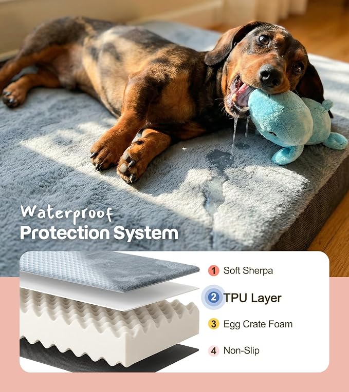 Orthopedic Cooling Dog Beds for Large Dogs & Cats, Waterproof Dog Crate Bed Dual Surface Removable Washable Covers, 36 x 27 Inch Pet Bed with Egg Crate Foam - Image 5