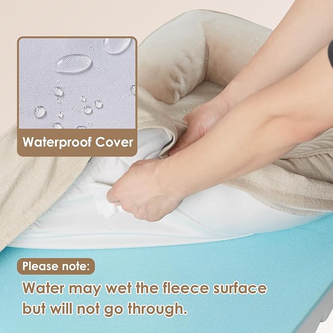 EHEYCIGA Orthopedic Dog Bed Medium Size Dog, Waterproof Washable Pet Beds | Non-Slip Bottom and Egg-Crate Memory Foam Dog Couch Bed with Washable Removable Cover, Beige - Image 4