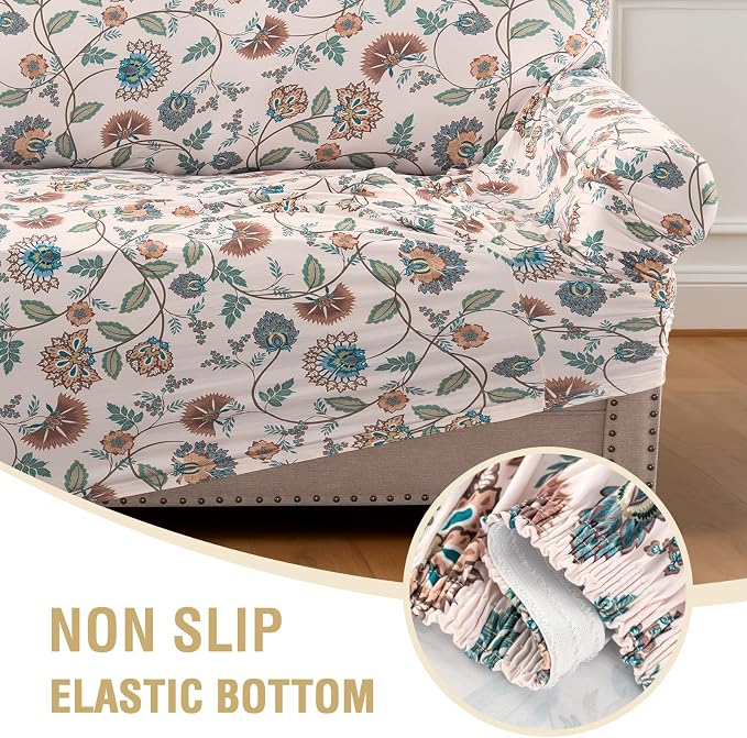 H.VERSAILTEX Printed Chair Slipcovers with Arms Floral Pattern Armchair Covers Stretch Living Room Chair Covers Slipcover Couch Cover for Dogs Washable(Cottage Charm,Chair) - Image 7