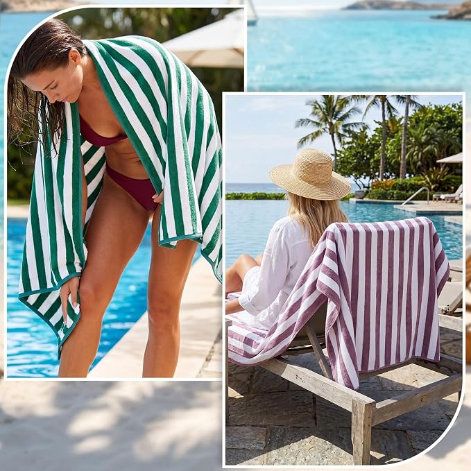 SmoothNovelty 8 Pack Microfiber Bath Towels Bulk 27'' x 60'' Oversized Bath Towel Highly Absorbent Extra Large Shower Sheets Soft Drying for Beach Pool Bathroom Salon Party(Wide Stripe,Bright) - Image 5