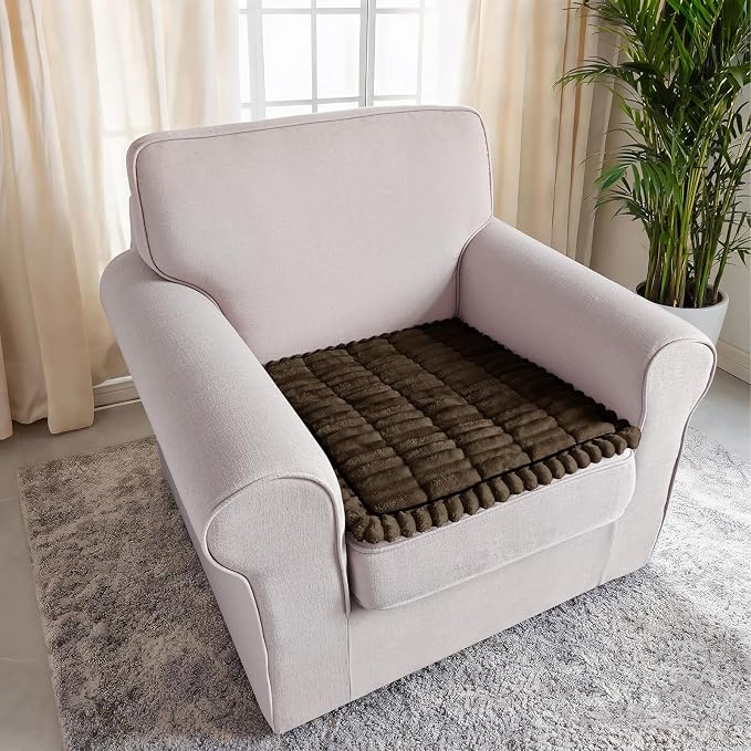 U-NICE HOME Fuzzy Chair Cover Arm Covers, Chocolate 27.6''x27.6'' | Non-Slip, Washable, Couch cover for dog, Pet friendly, Furniture Protector - Image 2