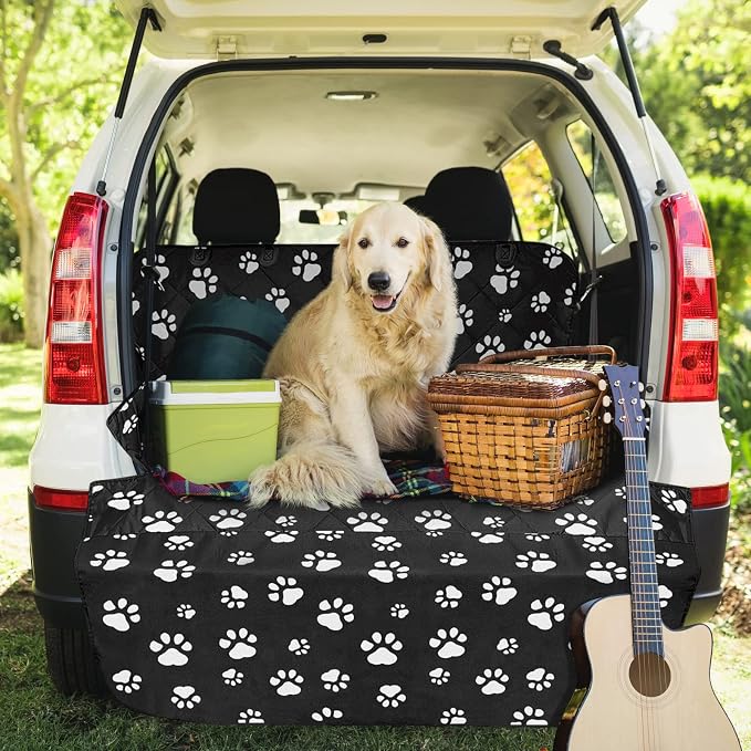 F-color SUV Cargo Liner for Dogs - Heavy Duty Cargo Cover for Mid-Size SUVs | Water Resistant, Bumper Flap, Non-Slip Mat, Car Trunk Dog Car Seat Cover Prevents Scratches Pet Hair Mud Dirt for Sedans Vans - Image 6