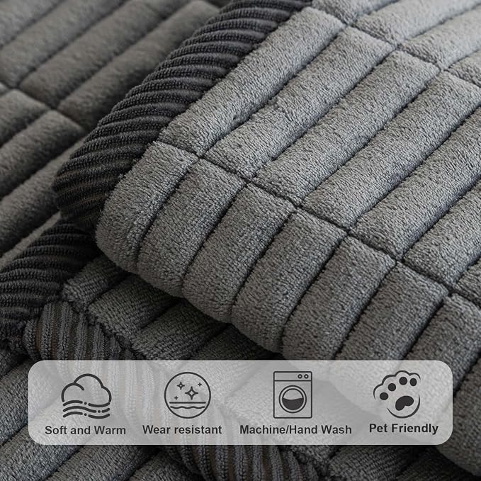 Velvet Washable Dog Couch Cover, Non-Slip Waterproof Pet Sofa Protector for Cushion Sectional, L-Shaped Sofa & Loveseat, Machine Washable(1PC/27.6"x90",Dark Grey) - Image 4