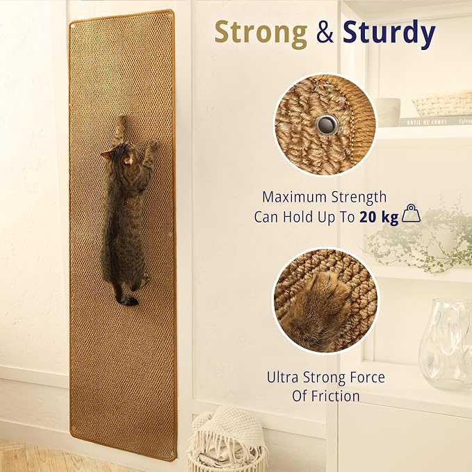 Cat Wall Climbing Carpet - Cat Wall Climber 67" x 17.5" with Fixed Nails – Scratching Rug Wall Scratchers for Indoor Cats | Climbing Wall Carpet | Scratching Mat. - Image 4