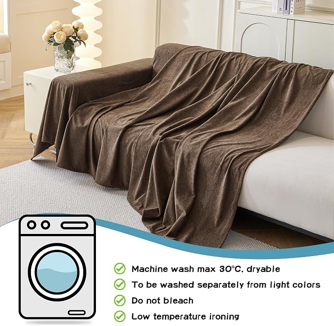 MYSKY HOME Sectional Couch Cover for Dogs, 2 Pieces Couch Covers for L Shape Sofa, Sofa Cover Washable, Furniture Protector Chaise Lounge Cover for 2-3 Cushion Couch (71"x118"+71"x118", Brown) - Image 7