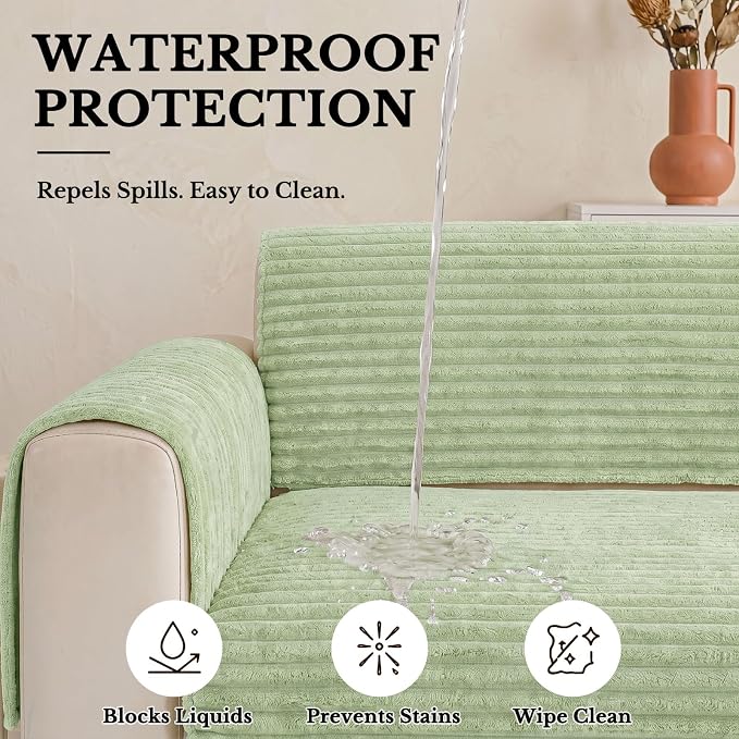 Smiry Waterproof Couch Cover for Dogs, Washable Non Slip Plush Protector | Waterproof Protection, Plush Flannel, Non Slip Backing, Pet Hair & Scratch Protection, Soft Cover (36" x 82.7") - Image 4