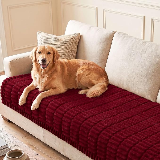 hyha Couch Cover for Dogs, Washable Non Slip Plush Flannel Sofa Protector | Thick Flannel, Silicone Anti-Slip Backing, Pet Hair & Scratch Protection, Fits Sofa & Loveseat (35.4" x 63") by hyha