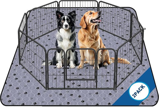 Fostanfly Washable Pee Pads for Dogs, Ultra-Absorbent, 63"x63"-2 Pack, Gray | Large Reusable Potty Training Pads, Leak-Proof, Non-Slip, Large Puppy Pads for Potty Training, Whelping, Crate and Playpen by HOME