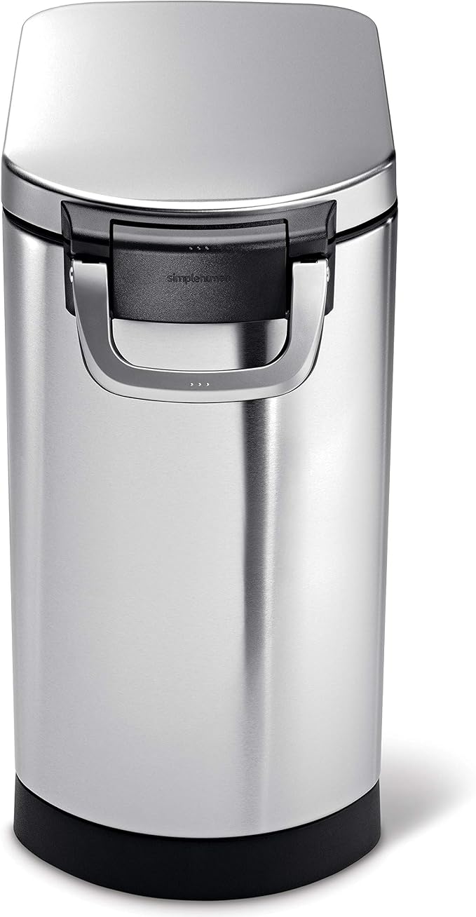 simplehuman Large Pet Food Storage Container, Holds 30-35 lb / 14-16 kg of Dry Dog Food, Cat Food, or Bird Seed, Airtight Lock-Tight Lid with Magnetic Scoop, BPA-Free, Brushed Stainless Steel - Image 2