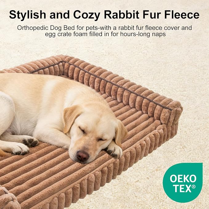Waterproof Orthopedic Dog Bed for Medium Dogs Brown | Non-Slip Egg-Crate Memory Foam Dog Couch Pet Bed with Sides Removable Washable Cover for Crate - Image 4