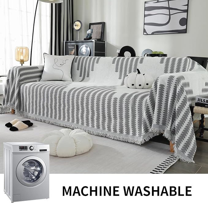 Deep Dream Boho Couch Cover Blanket, Soft Chenille Sofa Covers for 3 Cushion Couch, Sofa Slipcovers Washable Living Room Furniture Protector for Dogs Pets (Grey, 71"x134") - Image 7