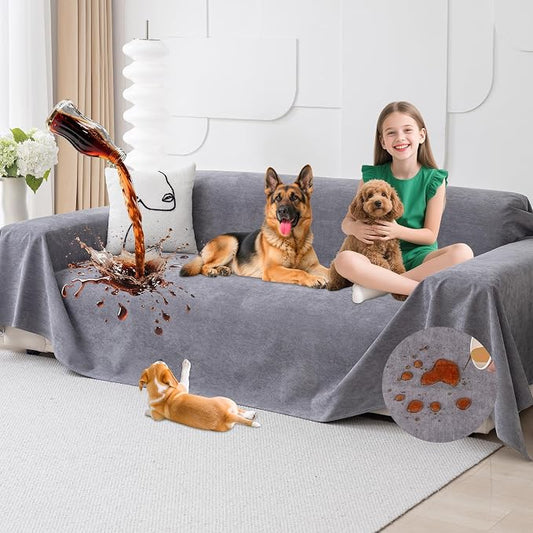 Loiion 100% Double-Sided Waterproof Dog Sofa Cover - Anti-Slip, Leakproof Couch Cover, Pet-Friendly Couch Protectors for Puppy, Large Dog, Kids and Pets134 X71 by Loiion