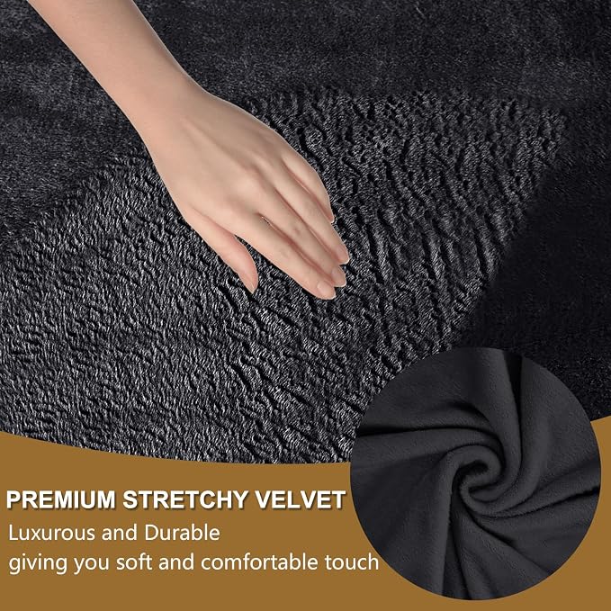 U-NICE HOME Velvet Loveseat Sofa Covers Stretch Couch Cover Furniture Protector Sofa Slipcover for Dogs (Medium, Dark Grey) - Image 3