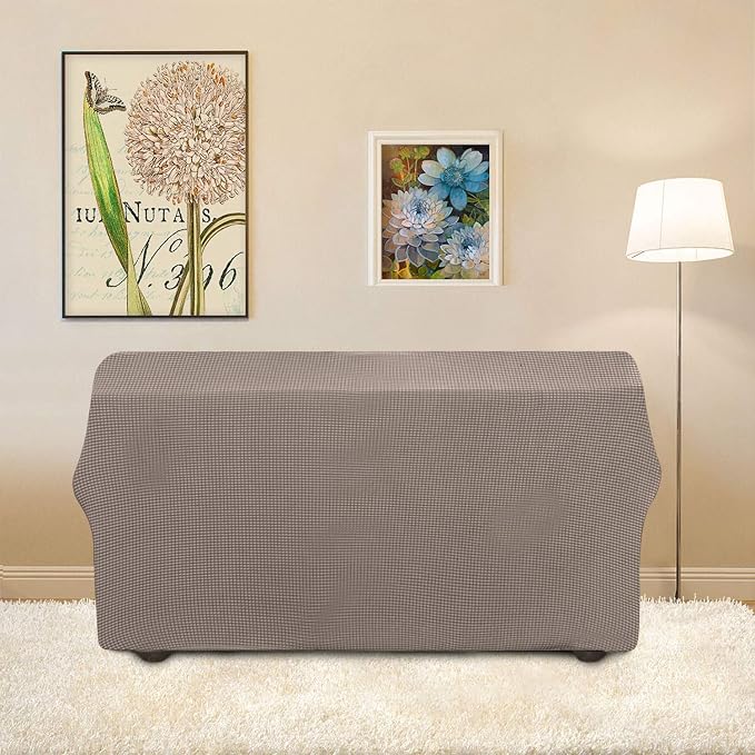 Easy-Going Stretch Loveseat Couch Covers Washable Taupe | 1-Piece Loveseat Covers for 2 Cushion Couch Furniture Protector RV Sofa Slipcover Soft with Bottom for Kids Pets - Image 4