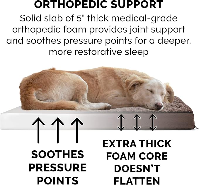 Furhaven Orthopedic Dog Bed for Large Dogs w/ Removable Washable Cover, For Dogs Up to 125 lbs - Ultra Plush Faux Fur & Suede Mattress - Chocolate, Jumbo Plus/XXL - Image 5