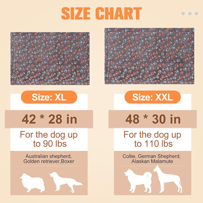 BEAUTYZOO Dog Bed Crate Pad 48 x 30 inch, Washable Dog Crate Mat for XX-Large Sized Dogs, Anti-Slip Pet Crate Bed Kennel Pad, Durable Cozy Puppy Sleeping Mat Rectangle Mattress, Colorful Paw - Image 5