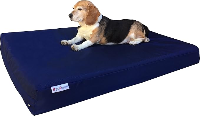 Dogbed4less Medium Large Orthopedic Dog Bed with Memory Foam for Pet, Waterproof Liner with Strong Nylon Blue External Cover, 37X27X4 Inches by Dogbed4less