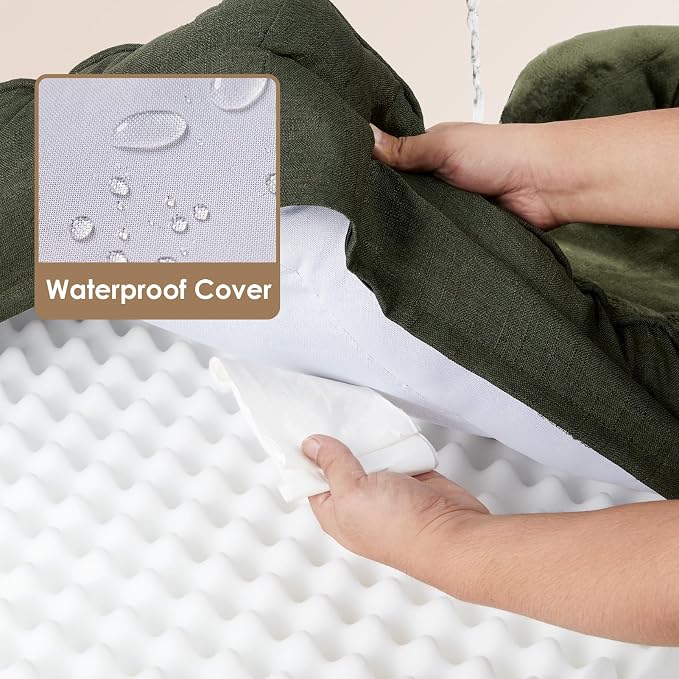 EHEYCIGA Orthopedic Dog Beds Large Sized Dog, Waterproof Washable Pet Bed | Non-Slip Bottom and Egg-Crate Memory Foam XL Dog Couch Bed with Washable Removable Cover, Dark Green, 41Inch - Image 3