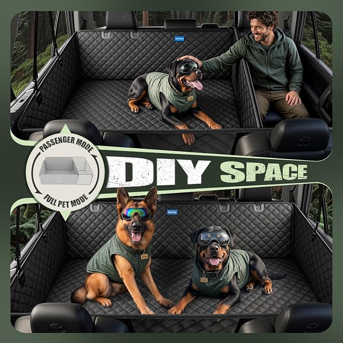 Rorhxia 3-in-1 Dog Car Seat Cover for Back Seat with Road Trip & Daily Mode | 3 Modes for Full Pet / Storage / Passenger, 500 lbs Hard Bottom Supports, 45% More Space, 100% Waterproof, 7-Layer Protection - Image 5