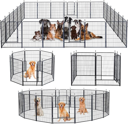Dog Playpen,Portable Outdoor Dog Fence, Dog Playpen for Large/Medium/Small Dogs, Dog Fences for The Yard,with Doors Foldable Metal (40 inch, 24 Panels)