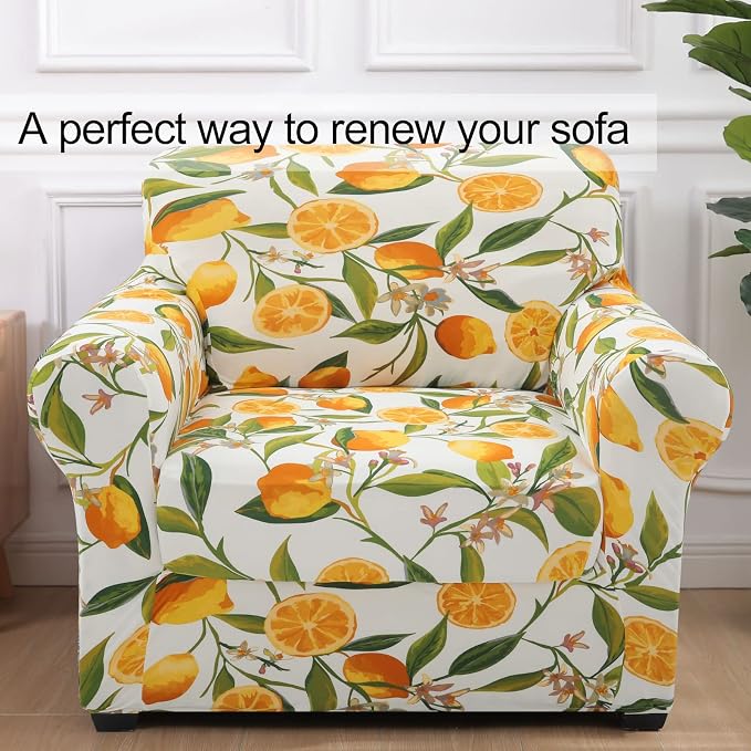 hyha Stretch Couch Covers, Chair/Sofa Covers, Armchair Slipcover for Dogs | Floral Pattern, Printed, 2 Pieces, Separate Couch Cushion Slipcover, Soft Chair Cover with Elastic Bottom for Pets (Armchair) - Image 8