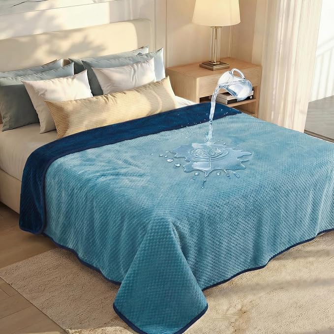 Luciphia Waterproof Blanket for Large Dog Ultra-Soft & Calming Pet Throw Reversible Warm Fleece Durable Furniture Crate Couch Bed Cover Protector Machine Washable Leakproof Blue XL (85''x57'') by luciphia