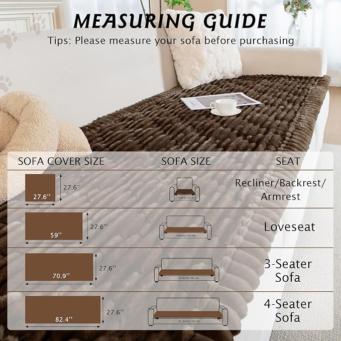 PuTian 100% Waterproof Fuzzy Couch Cover for Dogs Brown 27.6"x27.6" | Pet Friendly Dog Mat for Couch, Waterproof Sofa Protector, Scratch Resistant Furniture Cover for Dogs, Machine Washable - Image 5