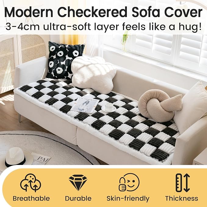 LiveGo Couch Cover for Dogs Washable, Sofa Cover Protector, Couch Covers for 3 Cushion Couch Sofa Pet Friendly, Soft, Non Slip (Black, 70x150 cm / 27.6x59.06 in) - Image 5