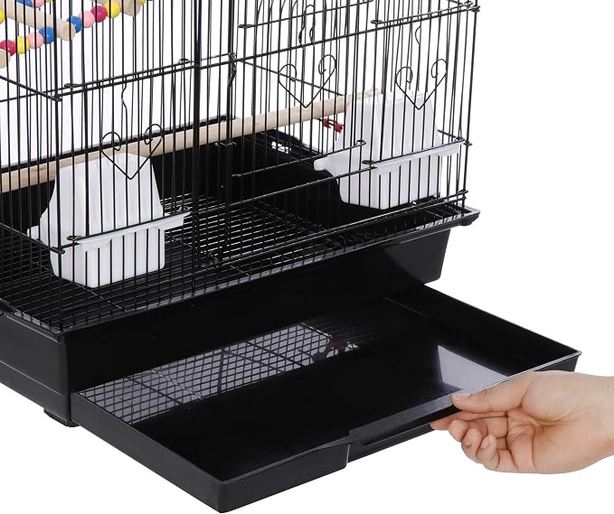 ZENY 39-inch Roof Top Large Flight Parrot Bird Cage for Small Quaker Cockatiel Canary Sun Parakeet Green Cheek Finch Budgie Lovebirds Wrought Iron Pet Bird Cage w/Toys - Image 7