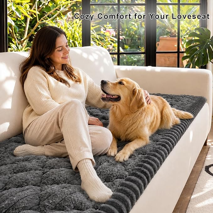 NILUOH Couch Cover for Dogs Washable, Non Slip Furniture Protector for Pet | Suitable for Leather & Fabric Loveseat/Small Couch, Prevents Pet Hair, Scratches & Stains, Pet Friendly, 27.6"x59" - Image 2