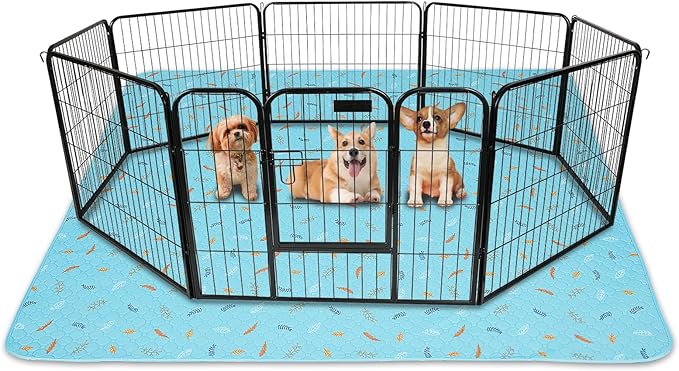 Sunheir Washable Pee Pads for Dogs 72"x72", Extra Large Reusable Puppy Pads Pet Training Pads for Dog Playpen, Waterproof Pee Pads for Puppy Playpen, Whelping Pad, Dog Playpen Indoor - Sky Blue by SUNHEIR
