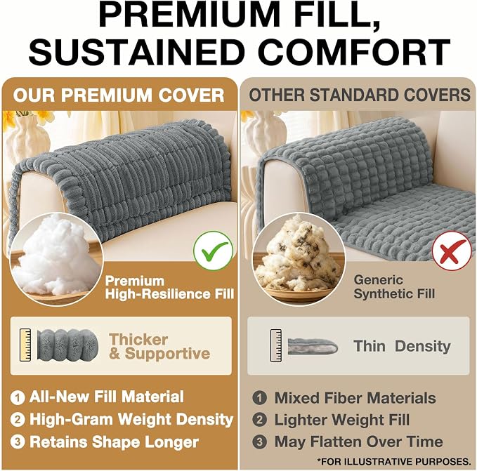 hyha Couch Cover for Dogs, Washable Non Slip Plush Flannel Sofa Protector | Thick Flannel, Silicone Anti-Slip Backing, Pet Hair & Scratch Protection, Fits Sofa & Loveseat (27.6" x 88") - Image 10