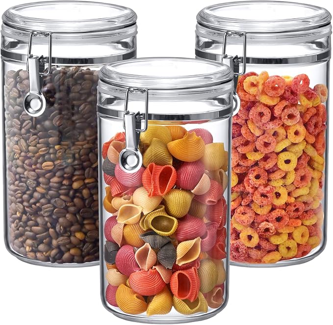 Amazing Abby - Cathy - 70-Ounce Plastic Canister (Set of 3), Plastic Airtight Food Container, Stackable for Pantry Storage, BPA-Free and Shatter-Proof, Perfect for Home and Commercial Use by AmazingAbby