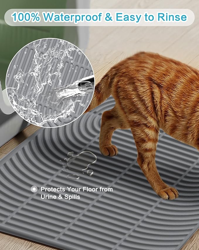 Silicone Cat Litter Mat XL, 47'' x 35'', Extra Large Waterproof Trapping Mat for Litter Box, Easy Clean & Non-Slip - Image 3